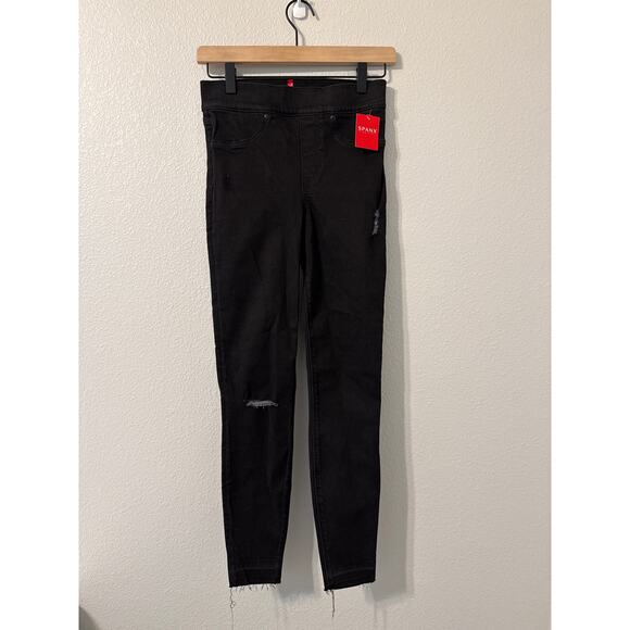 Spanx Distressed Denim Leggings in Vintage Black Womens Size XS -‎ NWT - Picture 1 of 4